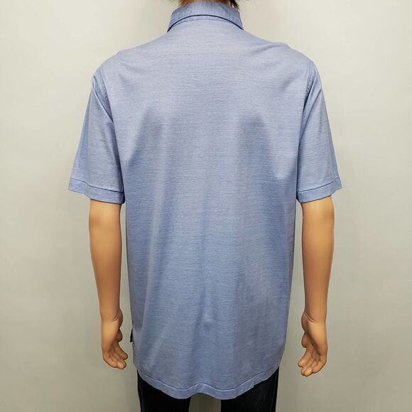 PETER MILLAR Crown Ease Briarwood Stripe Nanoluxe Polo Shirt Men L Cotton Blue - Picture 8 of 13